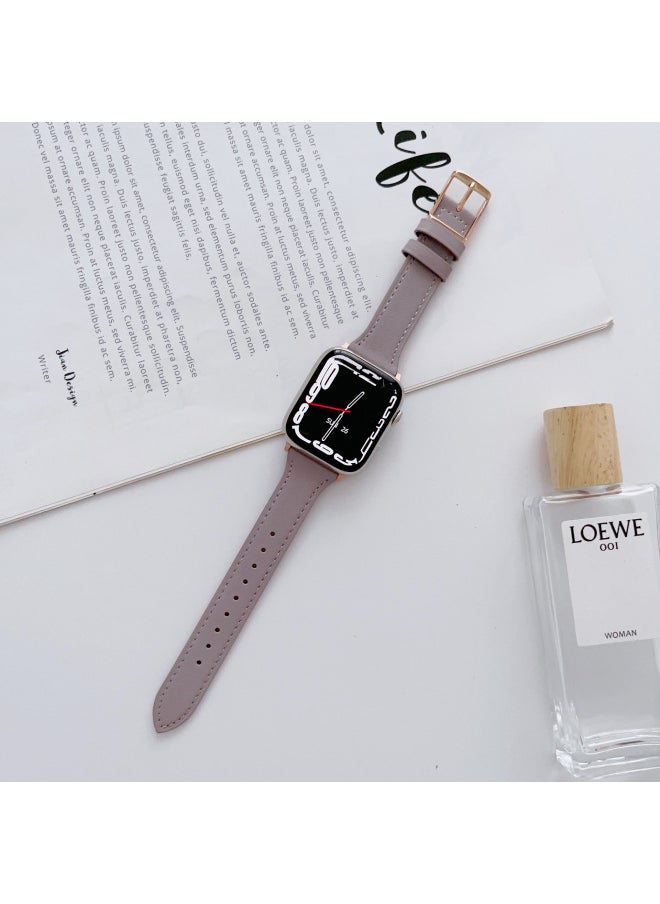 For Apple Applewatch Strap Ultra Leather Wristband Iwatchs8/7/6/5/4/se Day Buckle-Color:iWatch 4/5/6/se/40mm/Purple (silver Buckle)-Exterior Dimension:Below Article 20