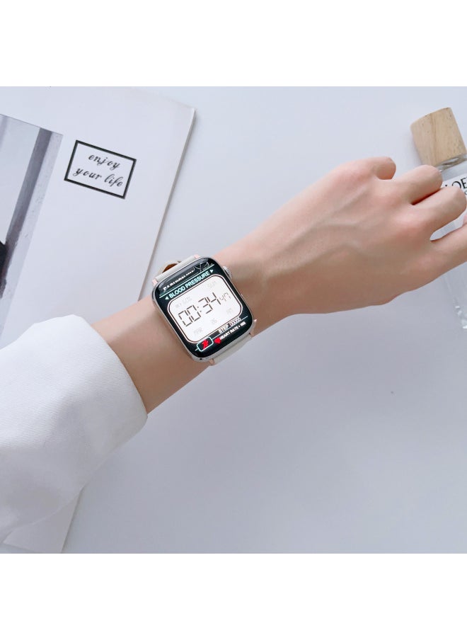 For Apple Applewatch Strap Ultra Leather Wristband Iwatchs8/7/6/5/4/se Day Buckle-Color:iWatch 4/5/6/se/40mm/Purple (silver Buckle)-Exterior Dimension:Below Article 20