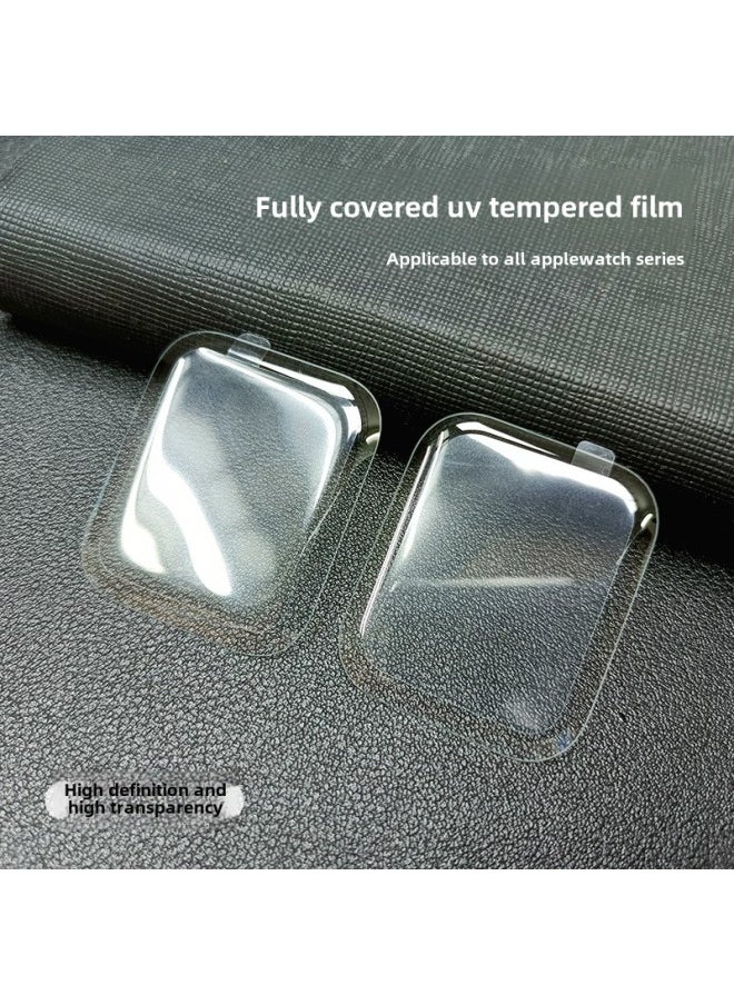 For IWatch10 Apple Watch Tempered Film UV HD Applewatch Hot Bent Glass Crystal Drill Protective Film-Color:UV Tempered Film Suit ]-Size:38mm（S1-S3）