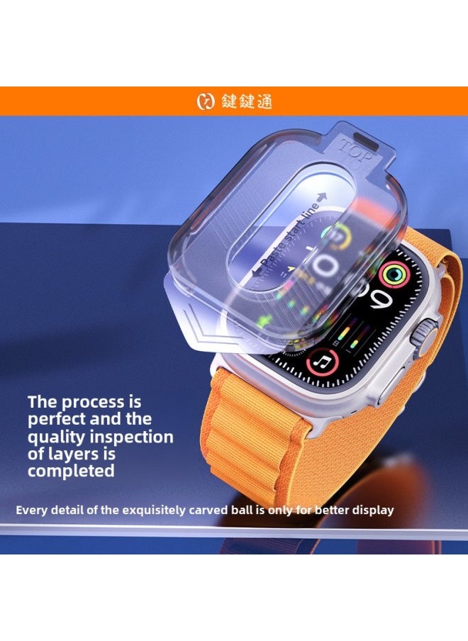Iwatch Film Apple Watch Tempered Film Ultra Applewatch Tempered Film S9 Protective Film Watch Film-Color:Dust-free Watch Film Set Of Two (silk Screen Black Edges)-Size:ultra2 / Ultra1（49mm）