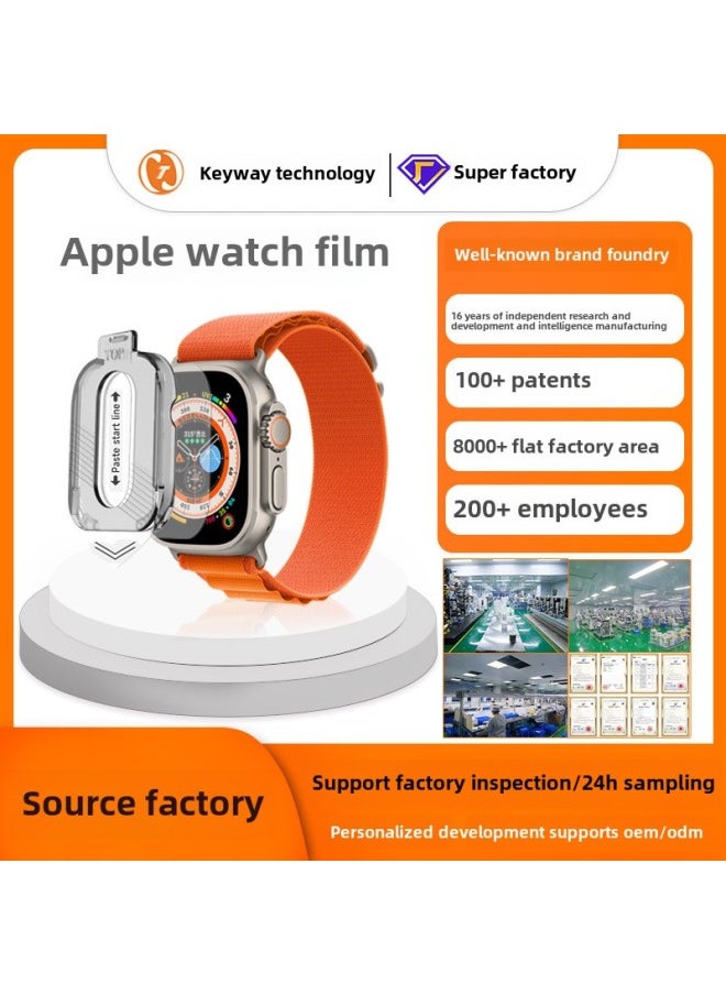 Iwatch Film Apple Watch Tempered Film Ultra Applewatch Tempered Film S9 Protective Film Watch Film-Color:Dust-free Watch Film Set Of Two (silk Screen Black Edges)-Size:ultra2 / Ultra1（49mm）