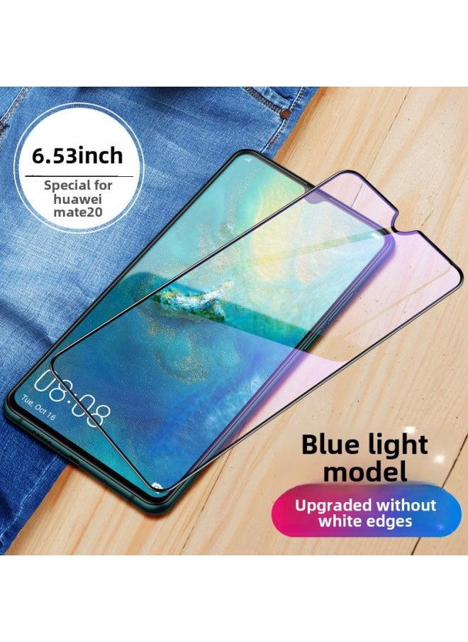 For Huawei Mate40 Tempered Film Mate30pro Full Screen Coverage 20x Full Mete10 Film Mask 20pro-Color:Thin Edge Large Window-blue Light-Size:Mate10