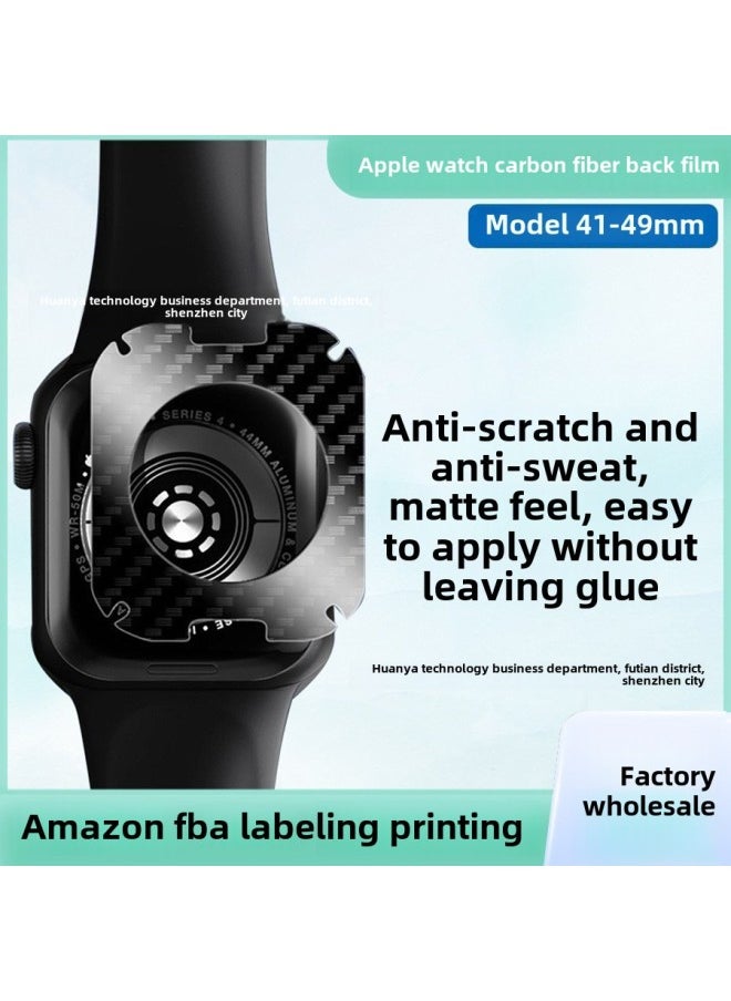 Suitable For IwatchS10 Carbon Fiber Rear Film 10 Generation Full Coverage Apple Watch Rear Film 49 46 42MM-Color:iWatch Carbon Fiber Back Film -bare Piece Pack 100 Pieces-Size:iWatch Ultra-49MM