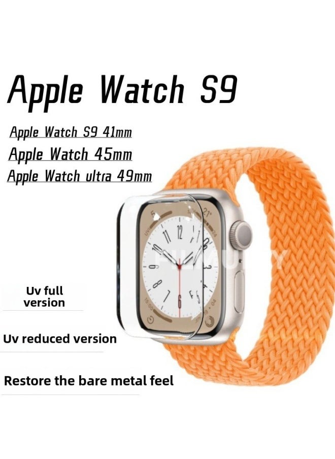 For Apple IWatchS10 Watch Film Ultra Tempered UV Glass Film S9 Screen 41/42/46 Protective Sticker-Color:UV With Explosion-proof Film Full Version-Size:Apple Watch S10  42mm