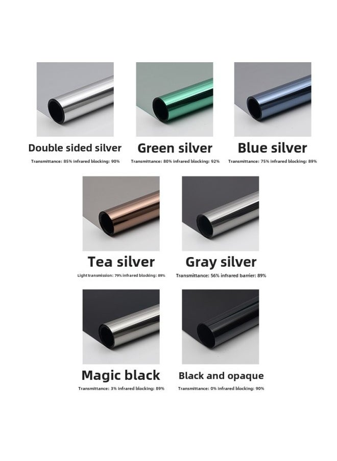 Heat Insulation Film Sunshade Film Glass Sunscreen Window Sticker Self-adhesive Anti-peep One-way Perspective Privacy Wall Sticker-Colour:Nano Black (heat Insulation And Light Transmission)-Size:Width 30cm*length 3m