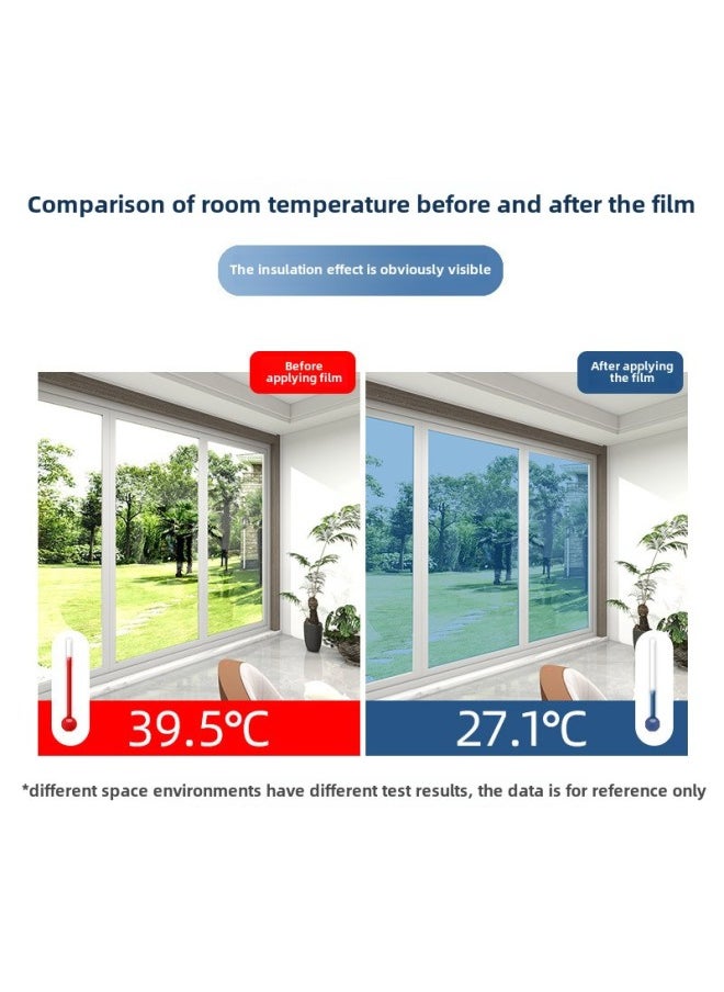 Heat Insulation Film Sunshade Film Glass Sunscreen Window Sticker Self-adhesive Anti-peep One-way Perspective Privacy Wall Sticker-Colour:Nano Green Silver (heat Insulation And High Light Transmittance)-Size:Width 30cm*length 3m