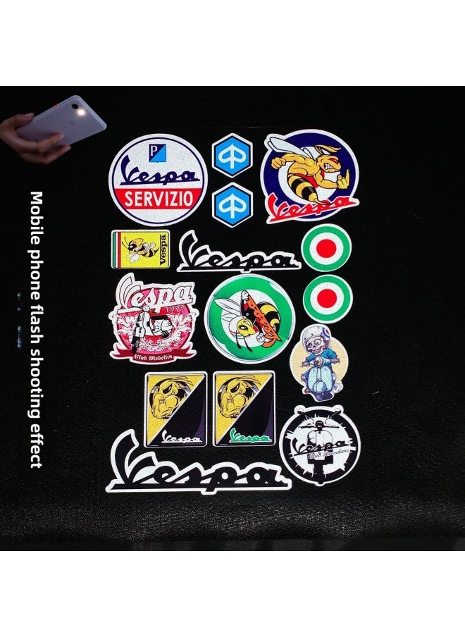 For Piaggio Vespa Decorative Sticker Reflective Vespa Spring/Sprint/GTS Modified Cartoon Decal-Color:23#Reflective Large Sheet-Size:Default Items