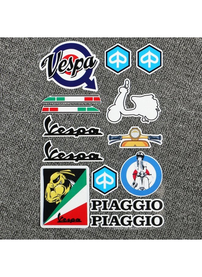 For Piaggio Vespa Decorative Sticker Reflective Vespa Spring/Sprint/GTS Modified Cartoon Decal-Color:23#Reflective Large Sheet-Size:Default Items