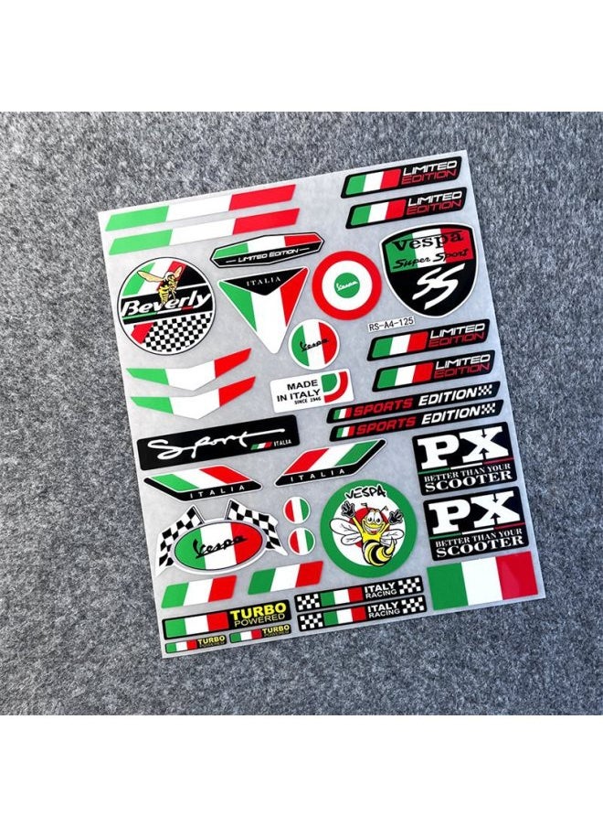 For Piaggio Vespa Decorative Sticker Reflective Vespa Spring/Sprint/GTS Modified Cartoon Decal-Color:25#Reflective-Size:Default Items