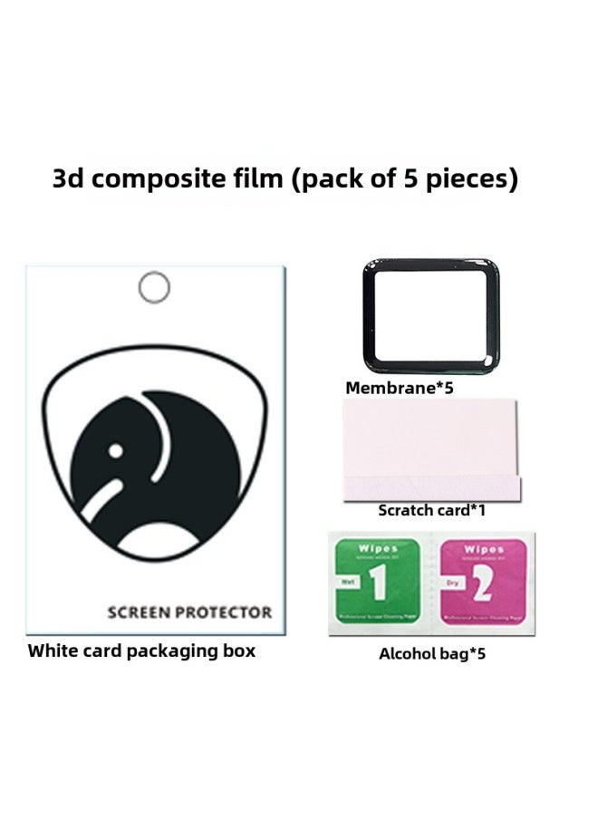 Suitable For AppleWatch Protective Film Apple Watch S10 Full Screen PMMA Curved Surface Hot Bending 8 Generation 45mm HD Film-Color:3D Composite Film (5 Piece Set)-Dimensions:iwatch Ultra*49mm（S7、S8、S9)）