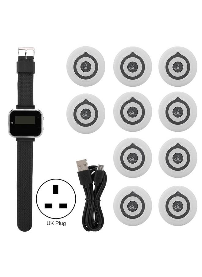 CTW05+CTT19 Wireless Charging Wrist Watch Receiver+10 White Ultra thin Pager