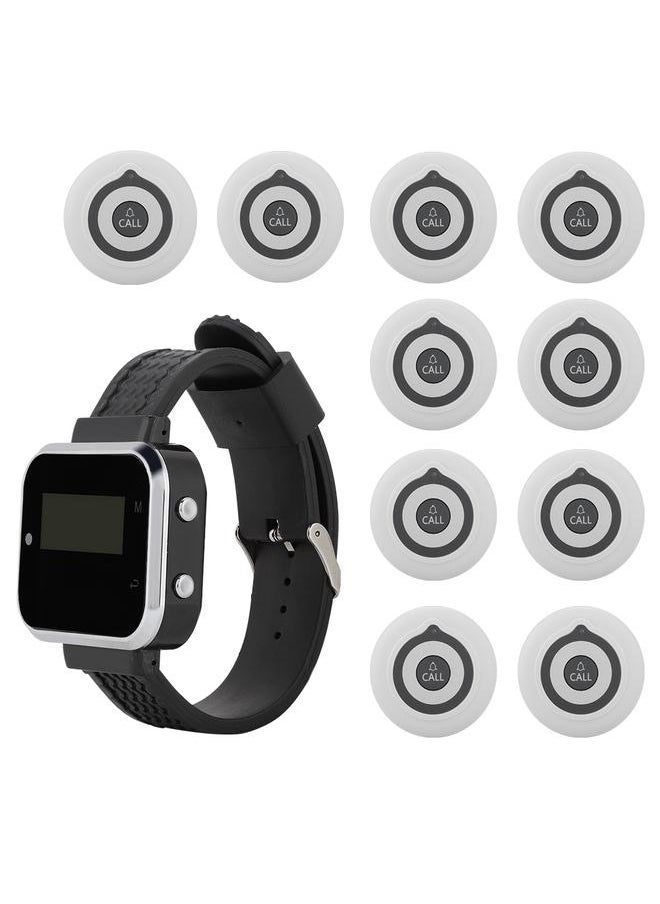 CTW05+CTT19 Wireless Charging Wrist Watch Receiver+10 White Ultra thin Pager