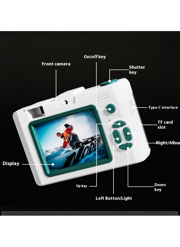 High-definition digital camera student mini front and back double camera gift/white