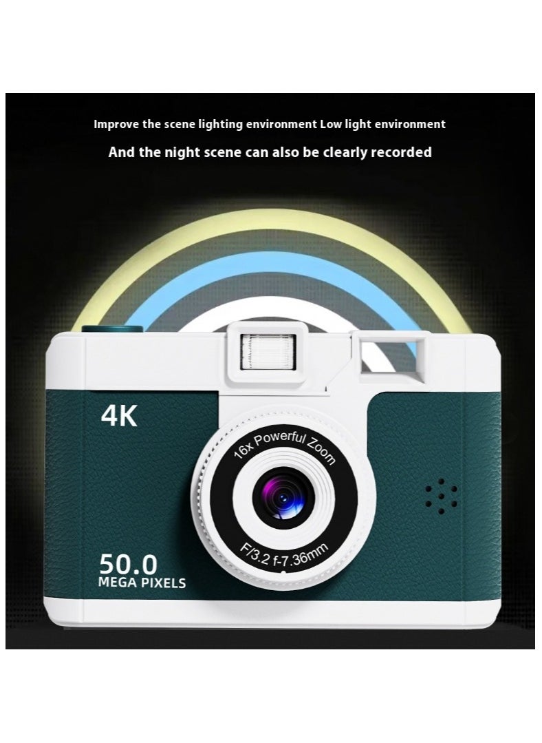High-definition digital camera student mini front and back double camera gift/white