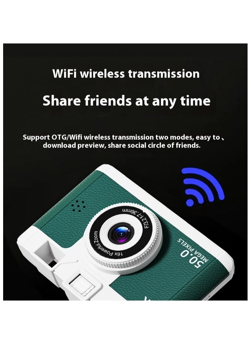 High-definition digital camera student mini front and back double camera gift/white