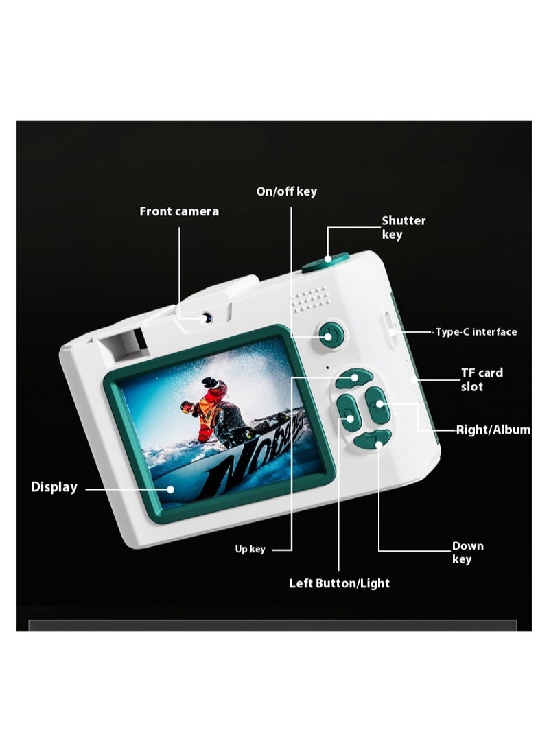 High-definition digital camera student mini front and back double camera gift/green