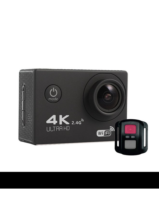 Underwater Sports Camera 4K HD Sports DV With WIFI With Remote Control Motorcycle Outdoor Diving Waterproof Camera-Color:Silver Gray