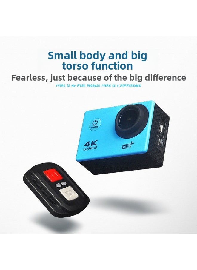 Underwater Sports Camera 4K HD Sports DV With WIFI With Remote Control Motorcycle Outdoor Diving Waterproof Camera-Color:Silver Gray