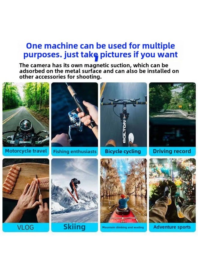Riding Thumb Camera Upgrade 2 Million WIFI Version 360 Magnetic Sports Camera Travel Shooting-Color:Black Upgrade 2 Million Non-screen WIFI Version