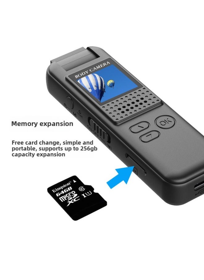 HD With Screen Night Vision Camera Intelligent Noise Reduction Back Clip Conference Video Recording Law Enforcement Recorder Rotating Lens-Color:32g Memory Card