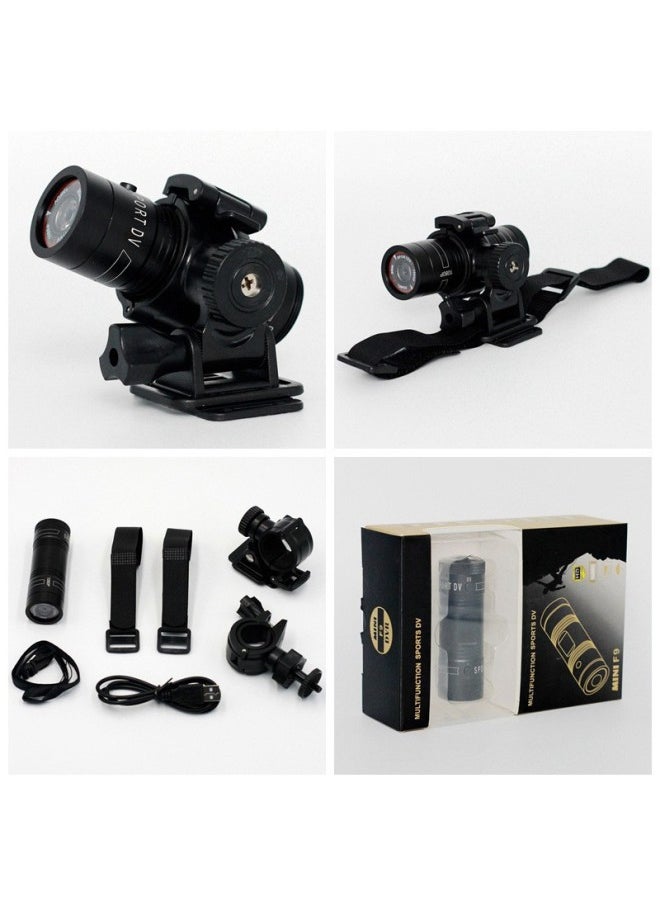 F9/1080p HD Waterproof Sports DV Wide Angle Bicycle Helmet Camera Riding Camera Aerial Photography-Color:Black