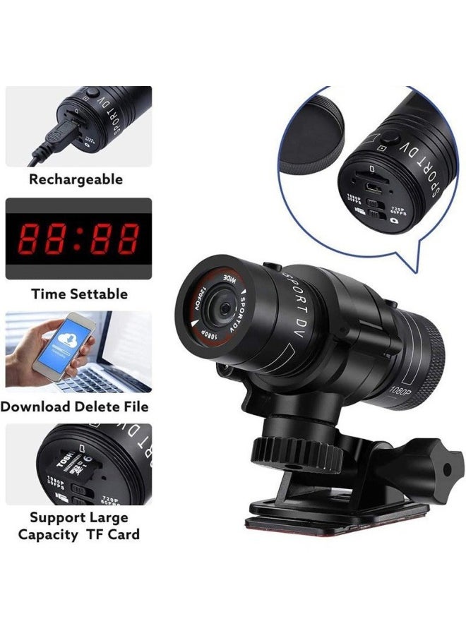 F9/1080p HD Waterproof Sports DV Wide Angle Bicycle Helmet Camera Riding Camera Aerial Photography-Color:Black