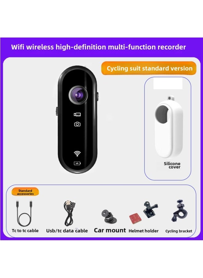 Thumb Sports Camera Outdoor Riding Recorder Sports Camera 1080p Long Endurance Mobile Phone WIFI Interconnection-Color:riding Suit]