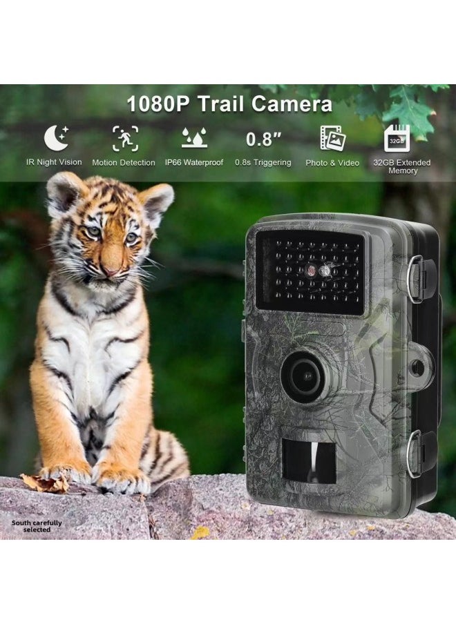 Outdoor Orchard Anti-hunting Field Detection Camera Infrared Night Vision LED Animal Monitoring Courtyard Waterproof Camera-Color:Camouflage