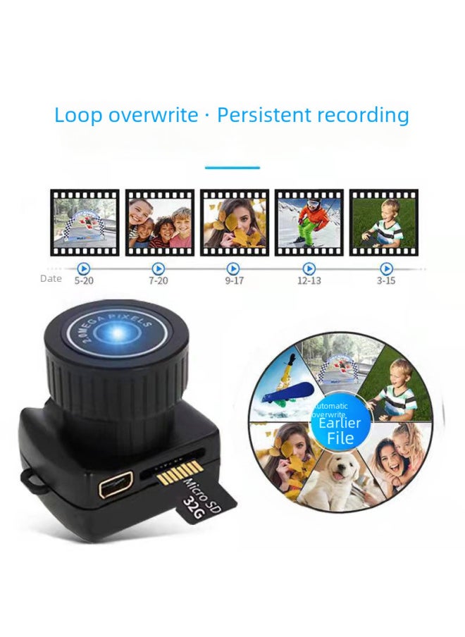 Camera Y2000 Hd Smart Outdoor Sports Camera Dv Travel Digital Small Camera Y4000 Children Camera-Color:Black (no Card)