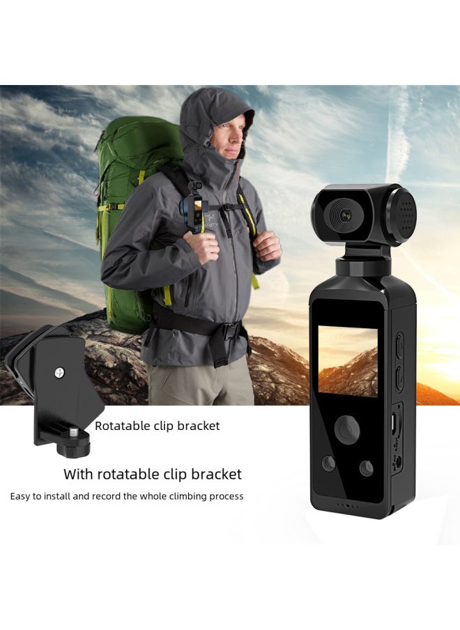4K HD Anti-shake Pocket Sports Camera Mini Handheld Camera Outdoor Riding Camera-Color:Black Sports Camera 64GB Memory Card