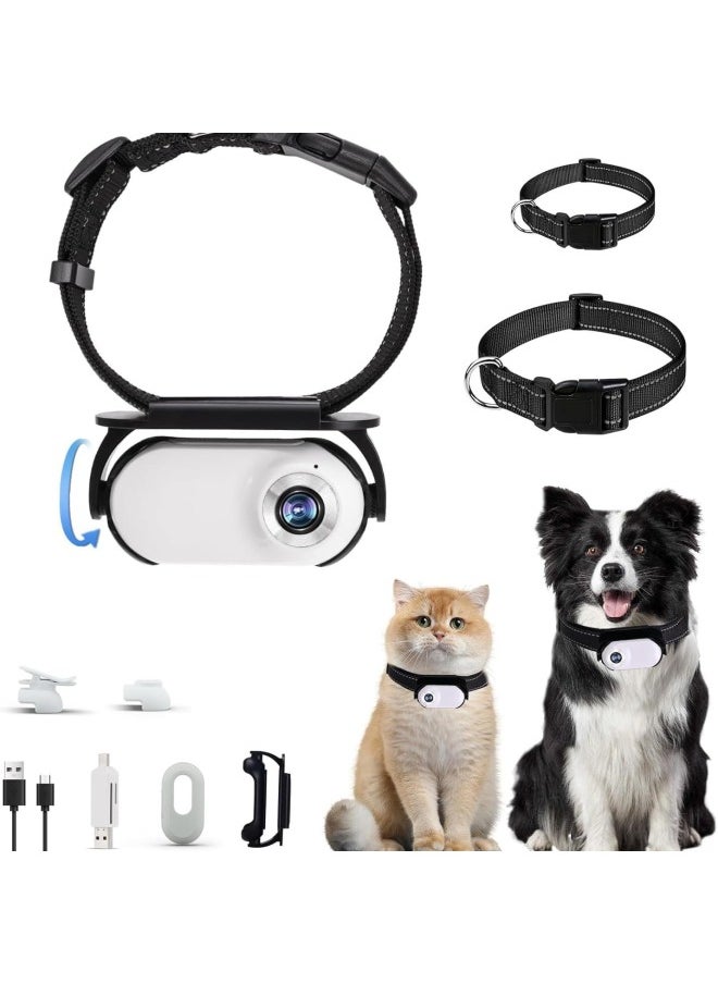 Pet Perspective Recorder Camera Thumb Camera Hd Outdoor Portable Cycling Sports Camera DV-Color:White Direct RecordinG Version  + Collar