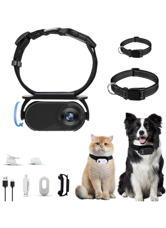 Pet Perspective Recorder Camera Thumb Camera Hd Outdoor Portable Cycling Sports Camera DV-Color:Black Direct RecordinG Version  + Collar