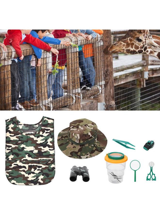 Outdoor Children Adventure Kit Binoculars Tweezers Scissor Magnifying Glass Whistle Kid Science Learn Game Toy