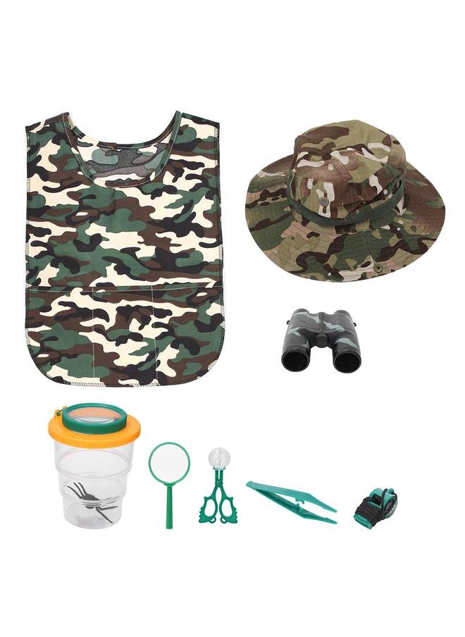 Outdoor Children Adventure Kit Binoculars Tweezers Scissor Magnifying Glass Whistle Kid Science Learn Game Toy