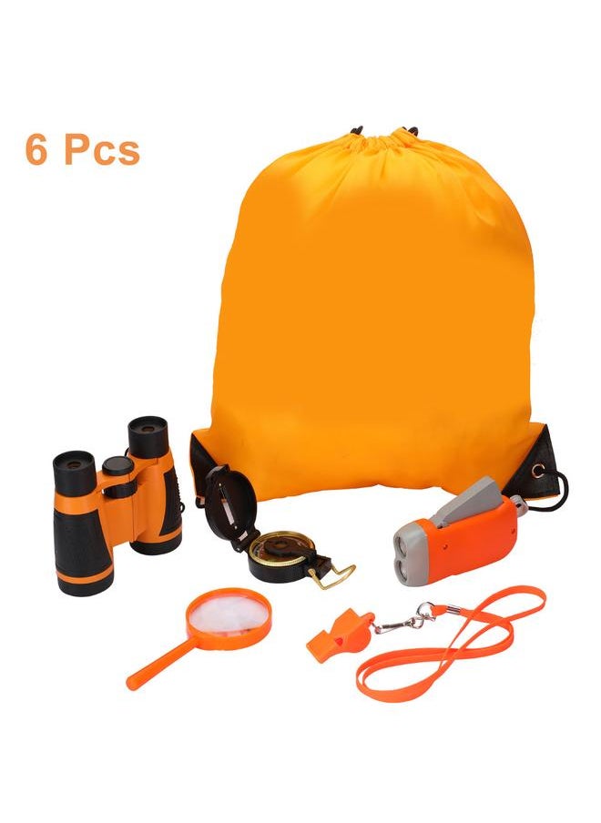 6Pcs Outdoor Exploration Binoculars Set Young Kids Educational Gift for Camping Hiking Orange