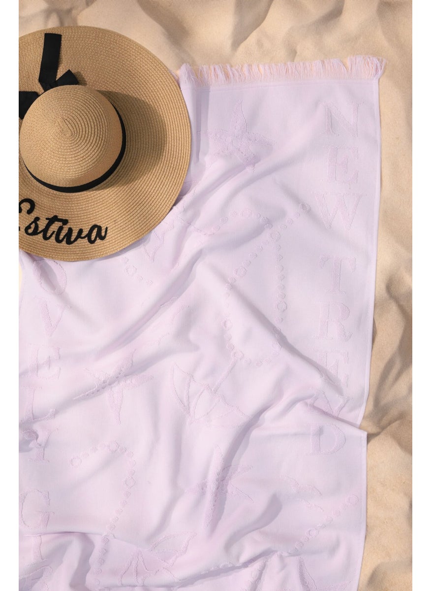 Trend 100% Cotton Embossed Beach Towel - Lilac