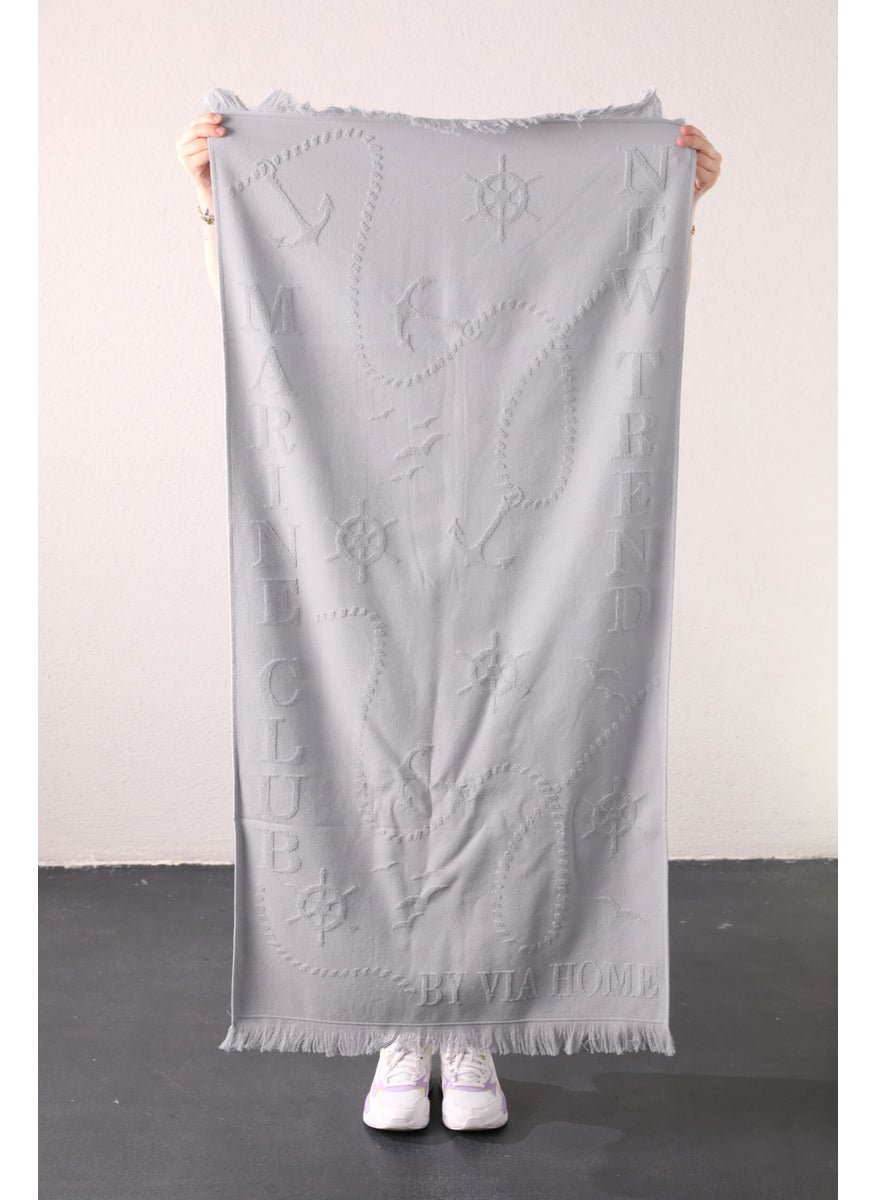 Trend 100% Cotton Embossed Beach Towel - Grey