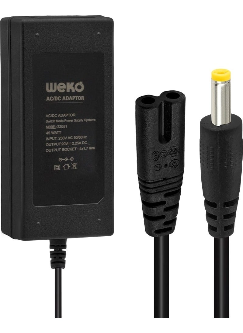 Weko 20 Volt 2.25 Ampere 4.0x1.7mm Tip Notebook Adapter Domestic Production