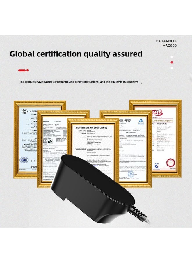 12v2a Conversion Pin Power Adapter European And American Regulations 24W Multi-country Certification Sweeper Conversion Head Power Adapter-Color:Black-Specifications:European Standard Conversion Feet