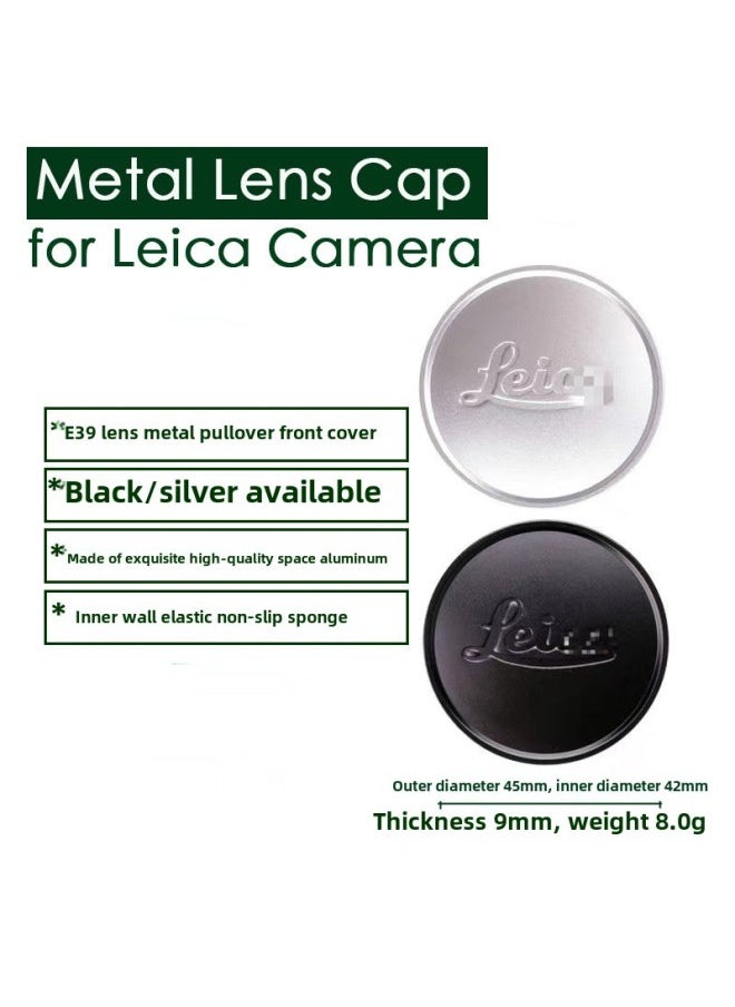 High Quality Leica A39 E39 Lens Dedicated Metal Front Cover Optional Black/silver-Color:Silver