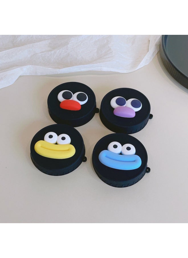 Cartoon Silicone Lens Cover Suitable For Canon 18-45mm Fuji 15-45mm Dustproof Protection Belt Anti-Lost Rope Anti-Fall-Color:Black Cover-minnie