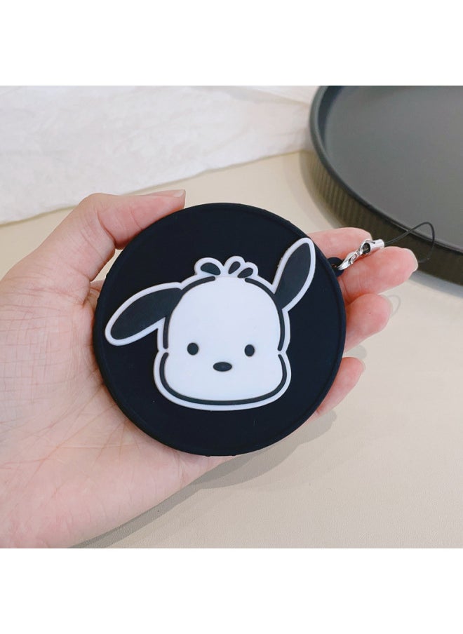 For Fuji Bealite Instax Mini 90 Special Bealite Silicone Lens Cover Cartoon Belt Anti-lost Rope-Color:Black Cover-Flying Ear PC Dog