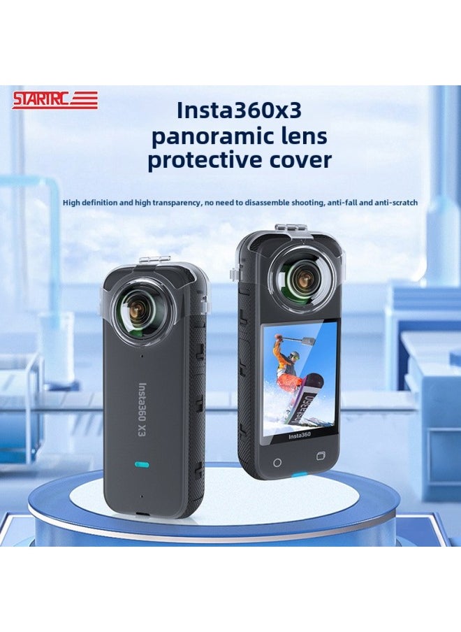 Photography Accessories Shadow Stone Insta360X3 Transparent Cover No-disassembly Shooting Protective Cover Dust-proof Anti-scratch Anti-drop Case-Color:Lens Protective Cover