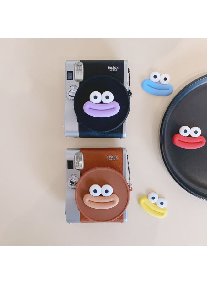 For Fuji Bealite Instax Mini 90 Special Bealite Silicone Lens Cover Cartoon Belt Anti-lost Rope-Color:Black Cover-Purple Sausage Mouth