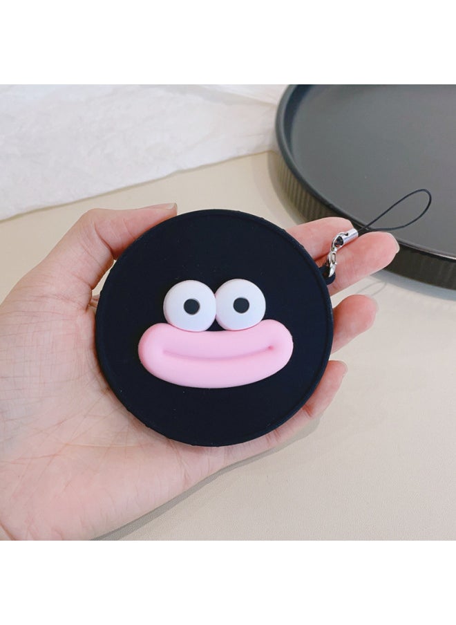 For Fuji Bealite Instax Mini 90 Special Bealite Silicone Lens Cover Cartoon Belt Anti-lost Rope-Color:Black Cover-Pink Sausage Mouth