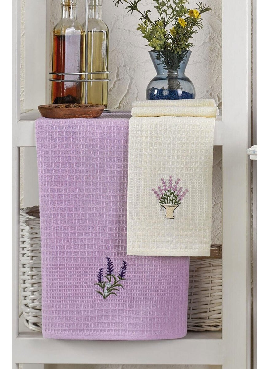 6 Piece Kitchen Drying Cloth 30 x 50 cm Lavender Flower