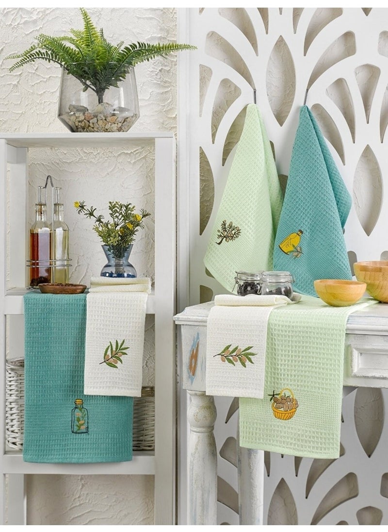 Set of 6 Tea Towels Olive 40 x 60 cm