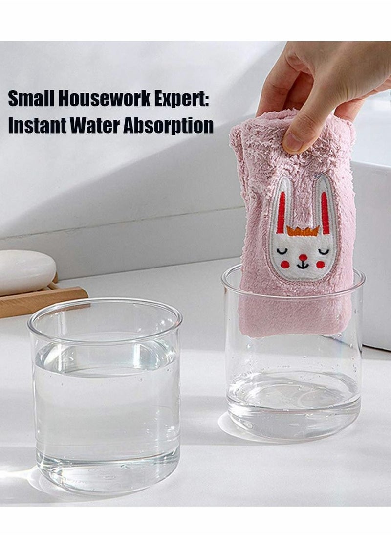 2pcs Hanging Hand Towels, Embroidery Craft Microfiber Coral Velvet Ultra Absorbent Soft Dish Wipe Cloth with Loop for Kitchen, Bathroom