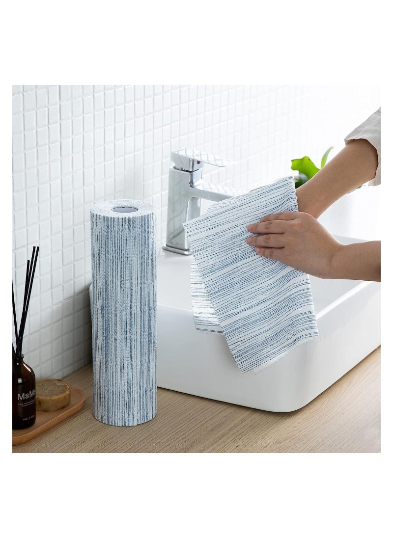 40 Sheets Disposable Kitchen Paper Cleaning Wipe Towels Washable and Reusable Dish Cloths Handy Wipes Quick-Dry Multiuse Roll Stripes Pattern 30 * 30cm