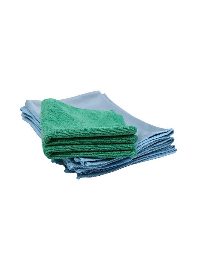 8-Piece Glass Cleaning Cloth Set Blue/Green